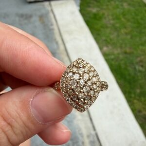 Vintage 10K Yellow Gold Diamond Cluster Marquise Cluster Cocktail Ring Size 8 5g